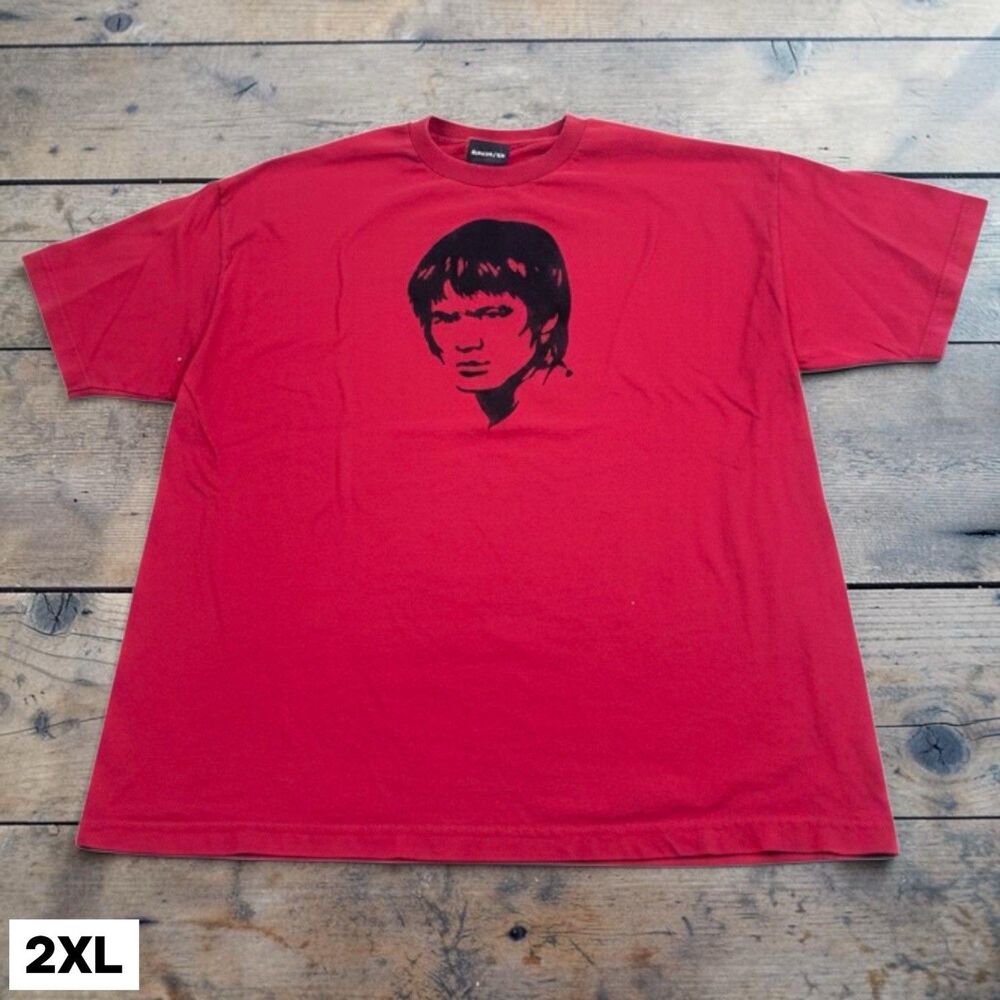 Bruce Lee T Shirt 2XL Red Velvet‎ Material Face Image Universal Studios Y2K